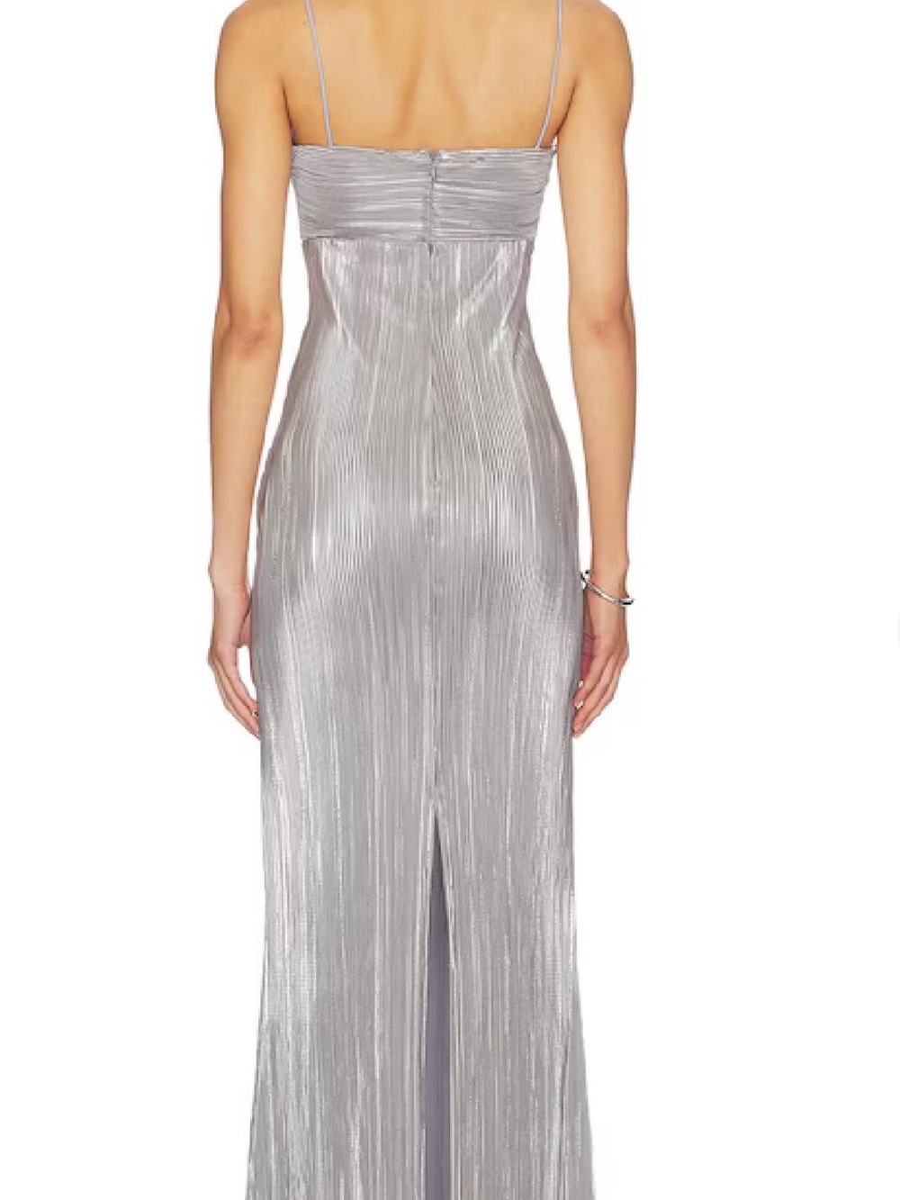 Lovers + Friends Silver Metallic Plisse Maxi Dress - Picture 2 of 6